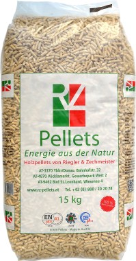 RZ Holz-Pellets Ø 6mm ENplus A1 & DINplus – Palette 66 x 15 kg (990 kg Gesamtgewicht)